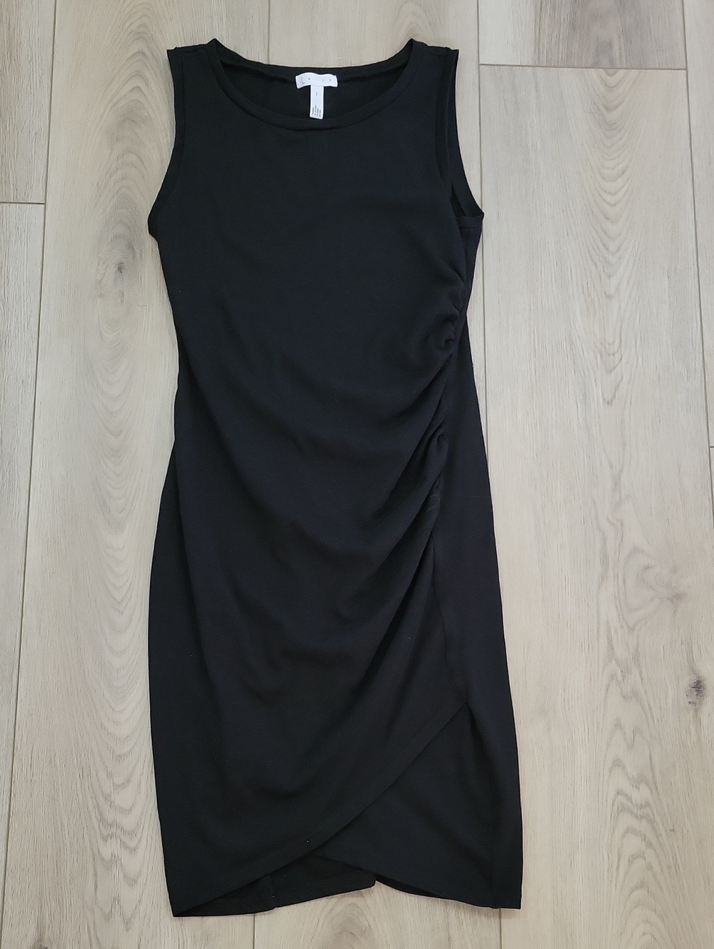 Leith Black Sleeveless Ruched Sheath Dress